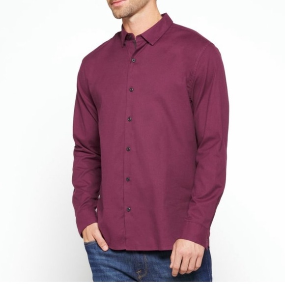 Stitch Fix burgundy maroon button-down long sleeve shirt ARTEFACT slim large - Picture 3 of 8